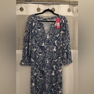 Lilly Pulitzer Dress.  Navy and White.  Size Large.   New with Tags